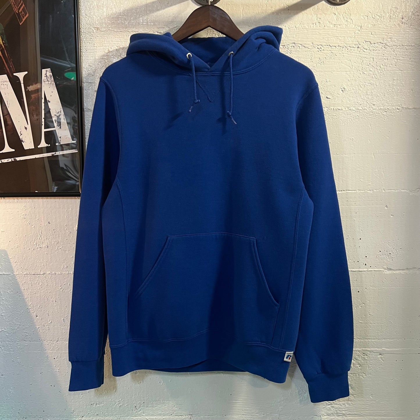 Vintage Russell Athletic Heavyweight Blank Hoodie Sweatshirt - Size Small - Royal Blue
