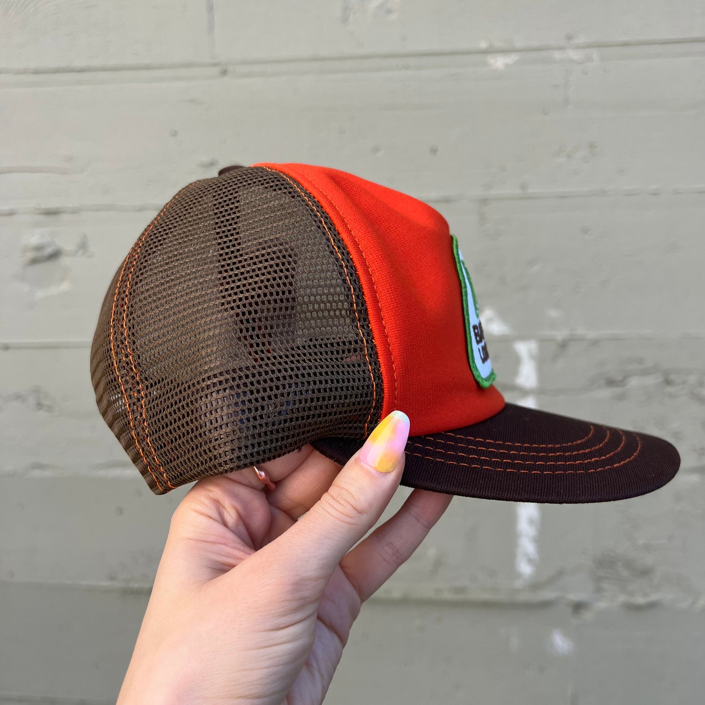 Vintage 1970's 'Barko Loaders' Embroidered Patch Contrast Stitch Mesh Back Semco Brand Trucker Hat - O/S - Made In USA