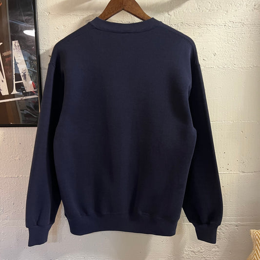 Vintage 80’s/90’s Jerzees Eastern Oregon Puff Print Crewneck Sweatshirt - Size Medium - Made In USA - Navy/Yellow/Grey/White