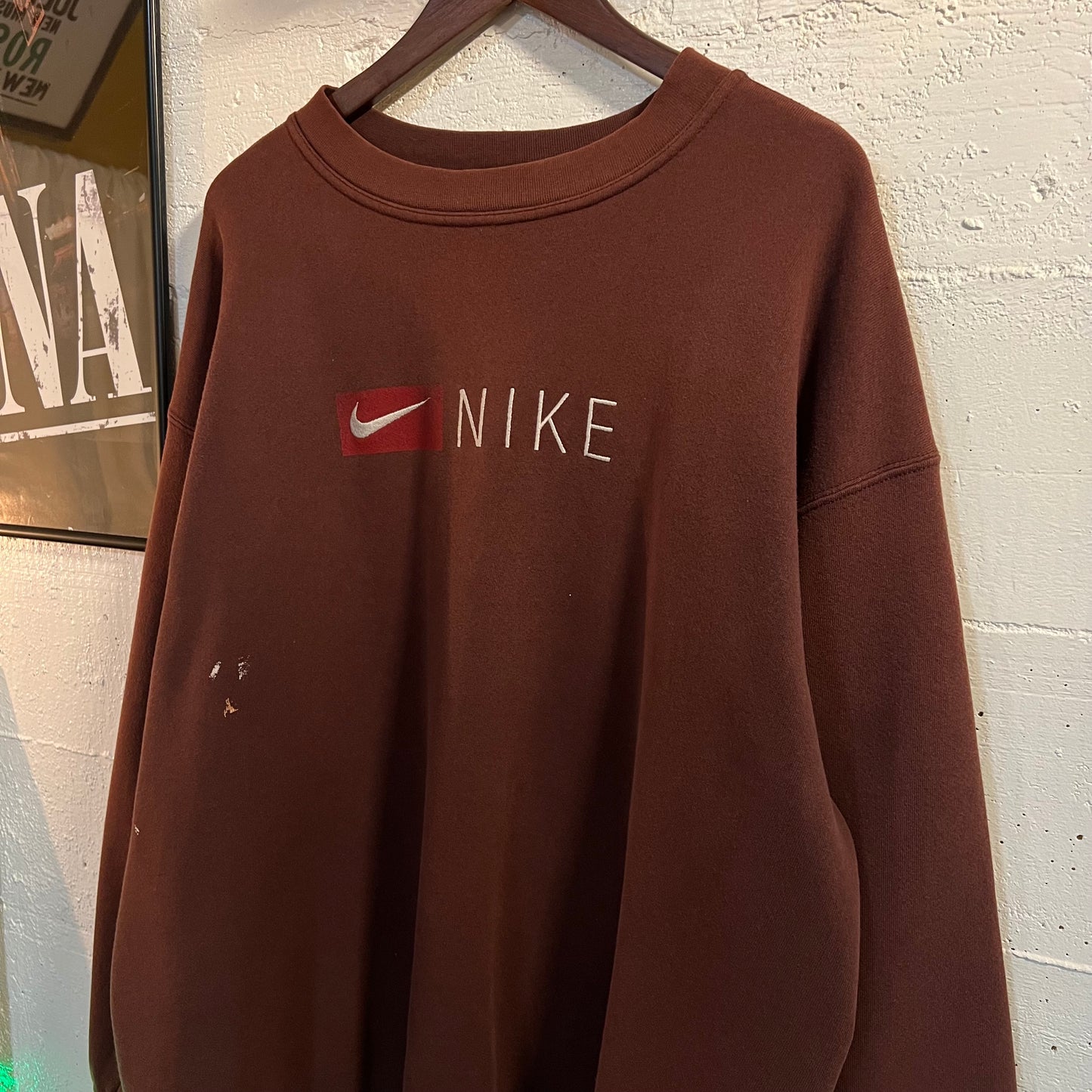 Vintage 90's Distressed Nike Embroidered Spellout Swoosh Logo Crewneck Sweatshirt - Size XL - Made In USA