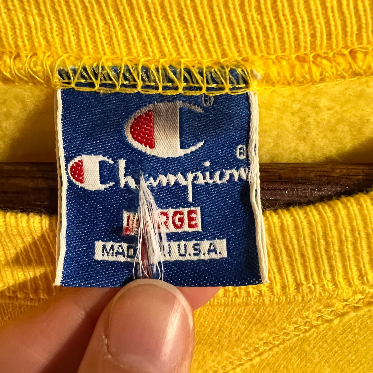 Vintage 80’s Embroidered Champion Crewneck Sweatshirt - Size Large - Made In USA - Yellow