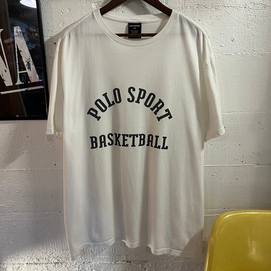 Vintage 90’s Polo Sport Basketball T-Shirt - Size Large - White/Black
