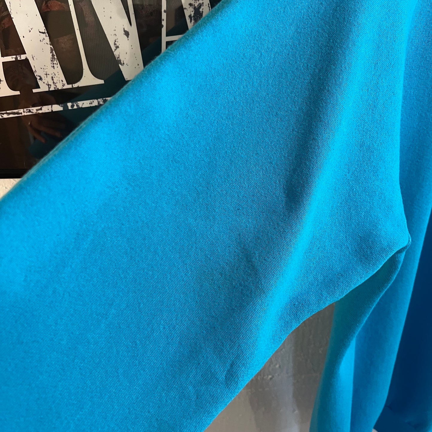 Vintage 90’s Boston Massachusetts Puff Print Raglan Sleeve Crewneck Sweatshirt - Size XL - Made In USA - Blue/White/Red