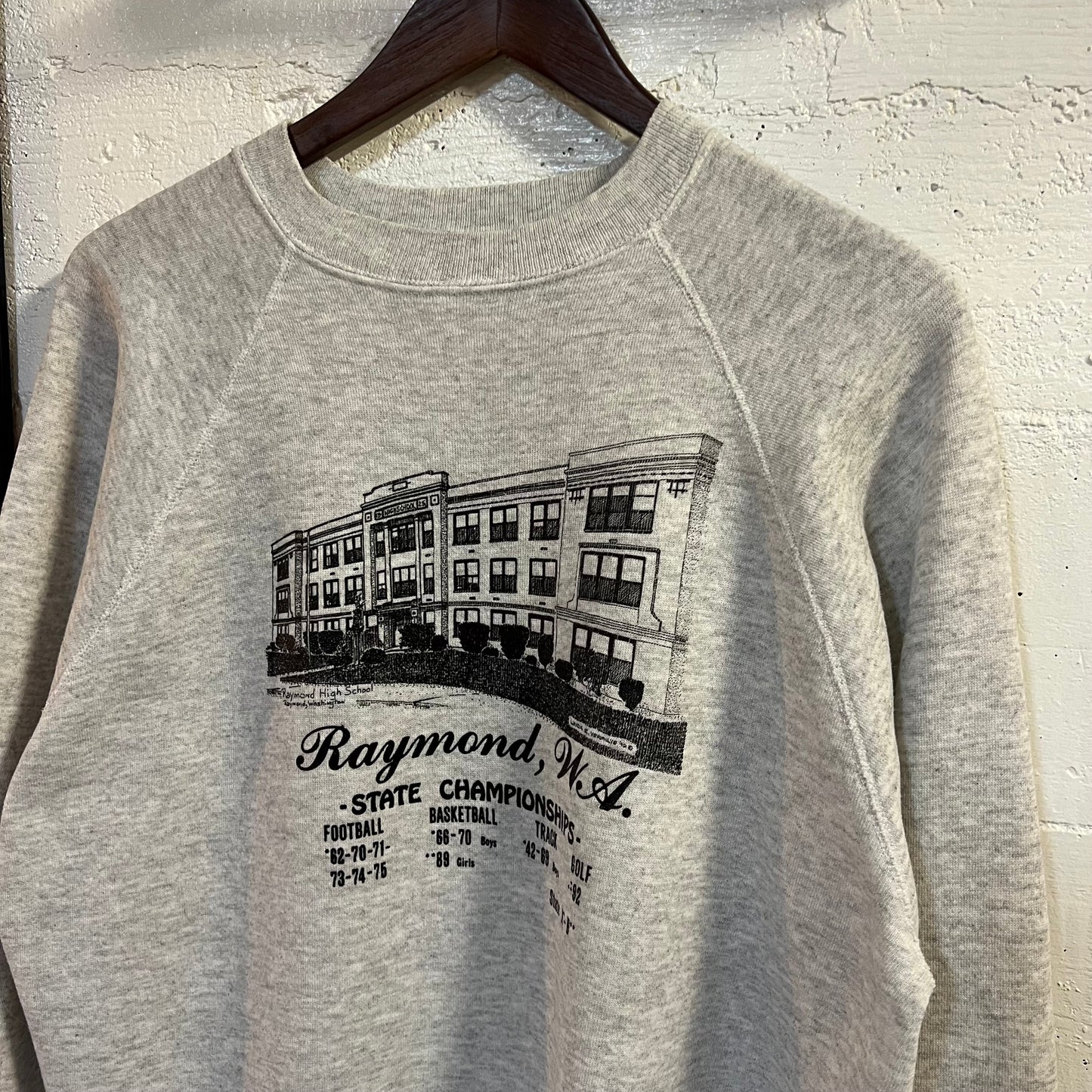 Vintage 90's Raymond Washington State Champs Raglan Sleeve Crewneck Sweatshirt - Size Large - Ash Heather Grey