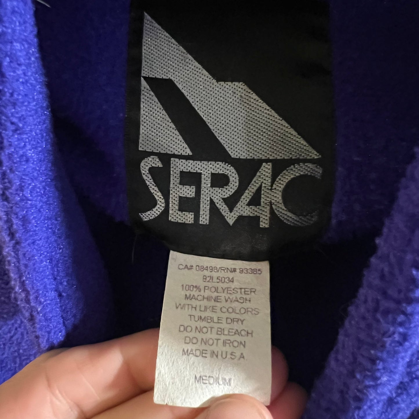 Vintage 80’s Serac Skiing Quarter Zip Pull Over Fleece Jacket - Size Medium - Made In USA - Purple