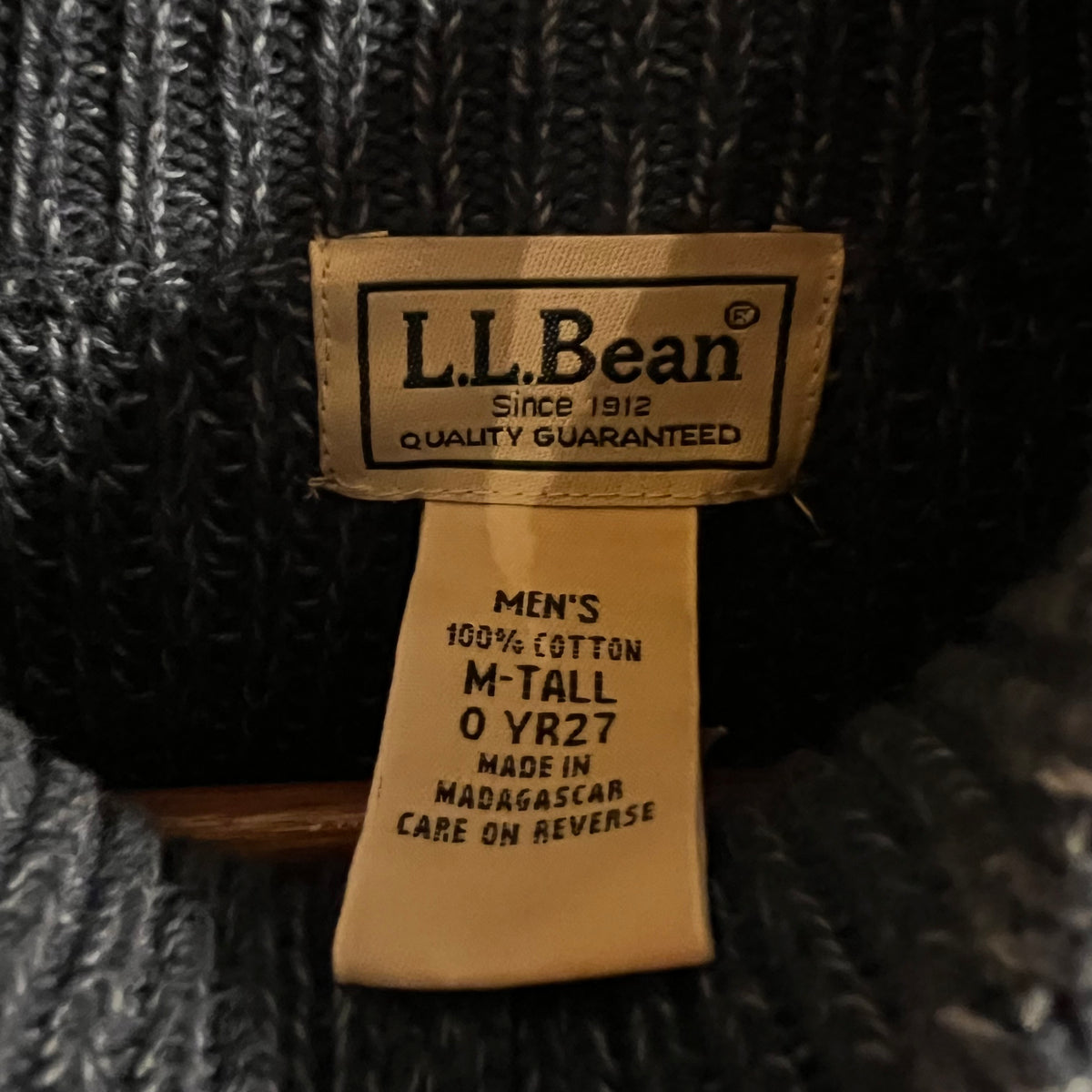 Vintage 2000’s L.L.Bean Heavyweight Full-Zip Mock Neck Ribbed Knit Sweater - Size Medium - Navy