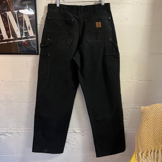 Vintage 2000's Carhartt Duck Canvas Double Knee Work Pants - Size 31" x 29" - Black - 100% Cotton - B136-BLK