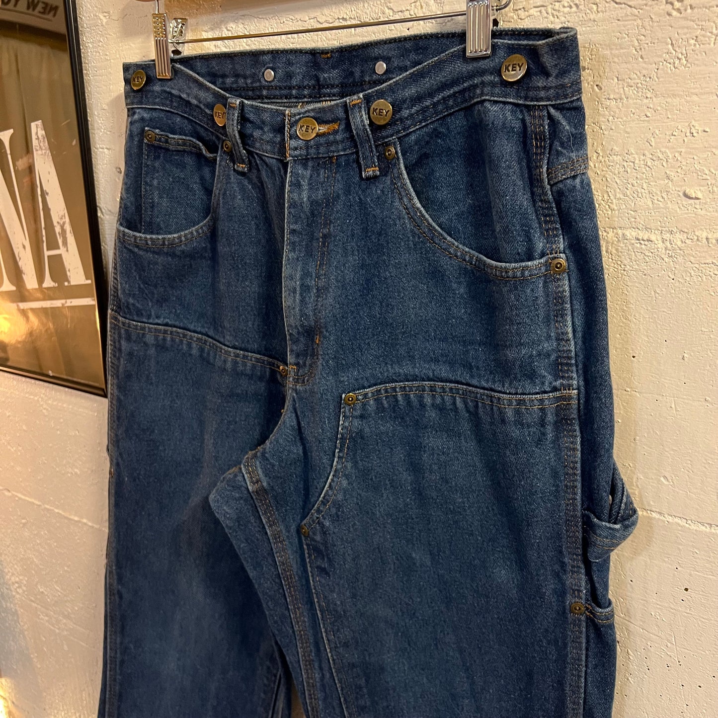 Vintage 90’s Key Double Knee Carpenter Denim Jeans - Size 32x30 - Dark Wash