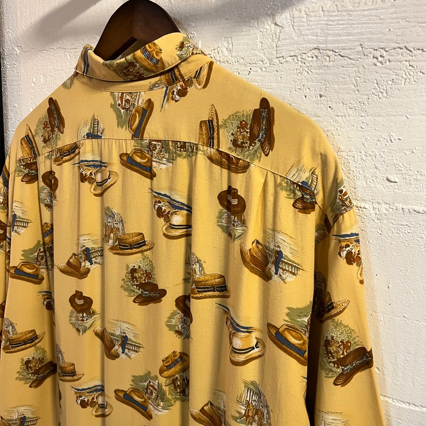 Vintage Polo Ralph Lauren Summer Hat All Over Print Rayon Loop Collar Aloha Hawaiian Shirt - Size XL - 100% Rayon