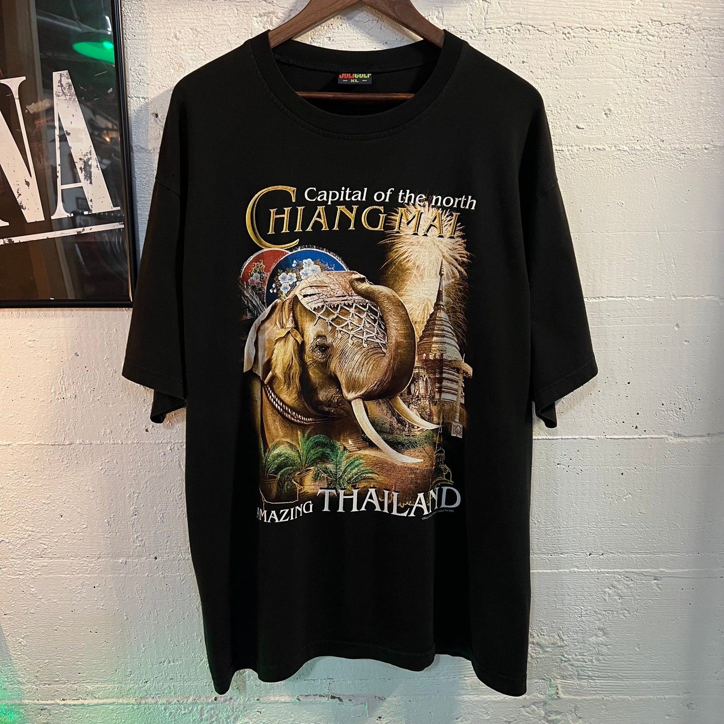 Vintage 90's Joligolf Thailand 'Chiang Mai' Elephant T-Shirt - Size XL - Black