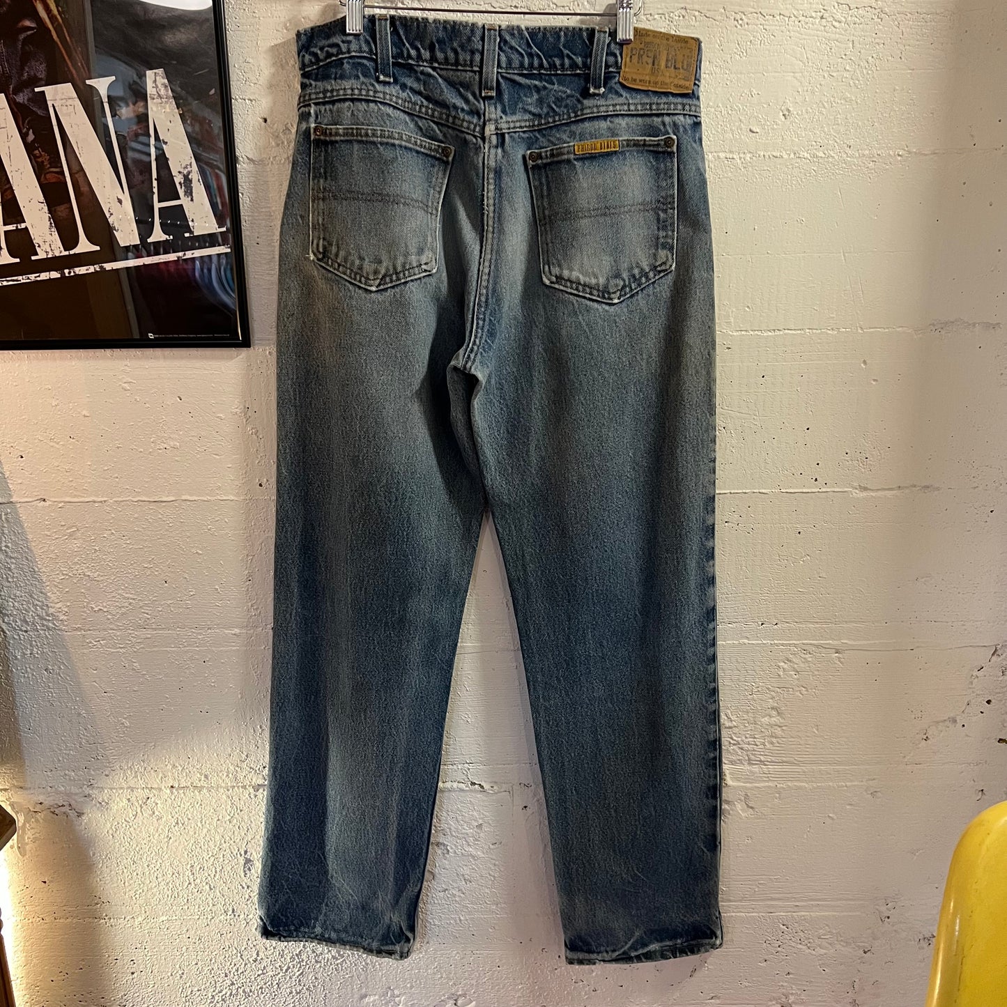 Vintage 90's Prison Blues Faded Straight Leg Denim Jeans - Size 34" - Made In USA - 100% Cotton