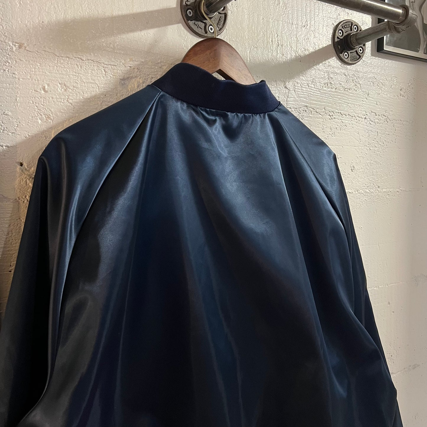 Vintage 90's Silver Club Hotel & Casino Embroidered Satin Bomber Jacket - Size XL - Made In USA - Navy