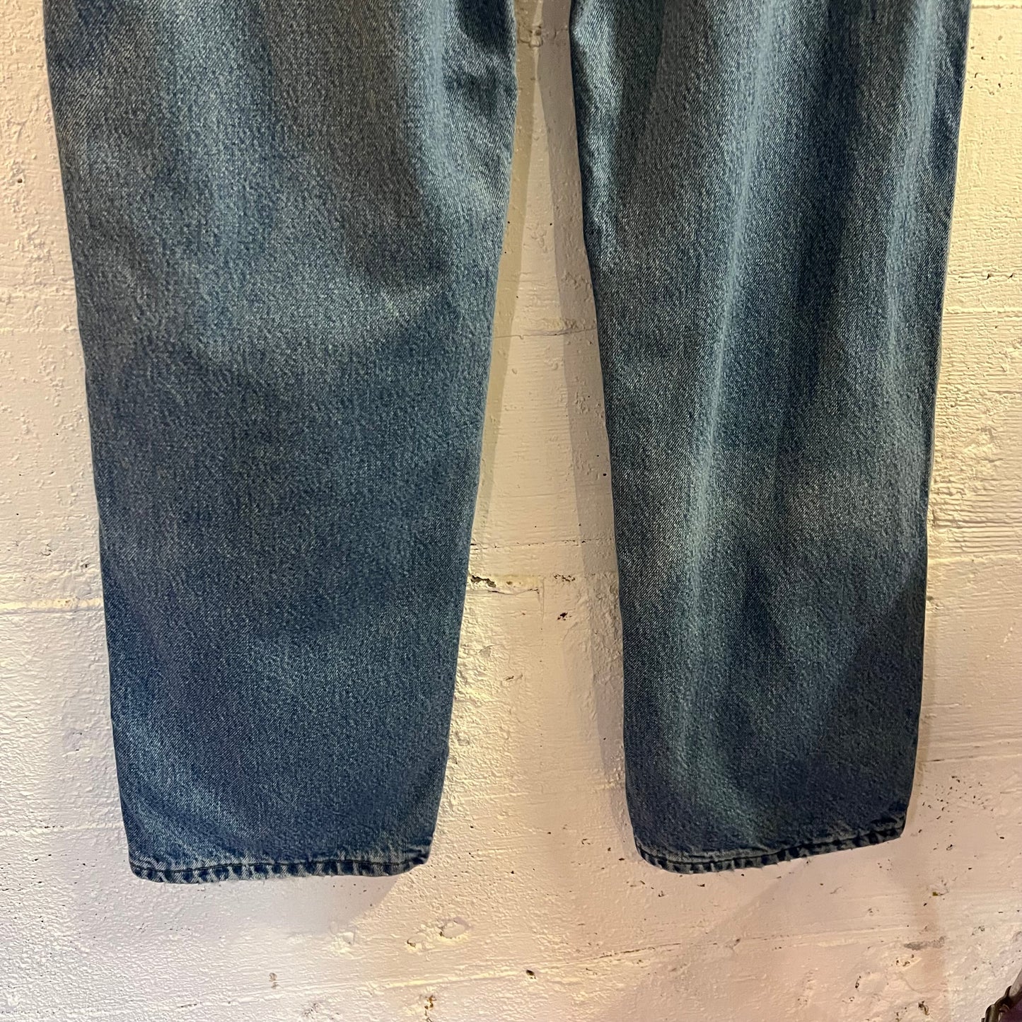 2000's Distressed Carhartt Flannel Lined Dungaree Fit Denim Carpenter Jeans - Size 31" x 34" - Light Wash Indigo - B236-DST