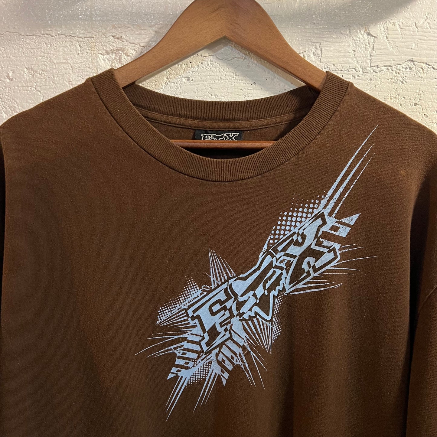 Vintage 2000's Fox Racing Graphic T-Shirt - Size XL - Brown/Light-Blue