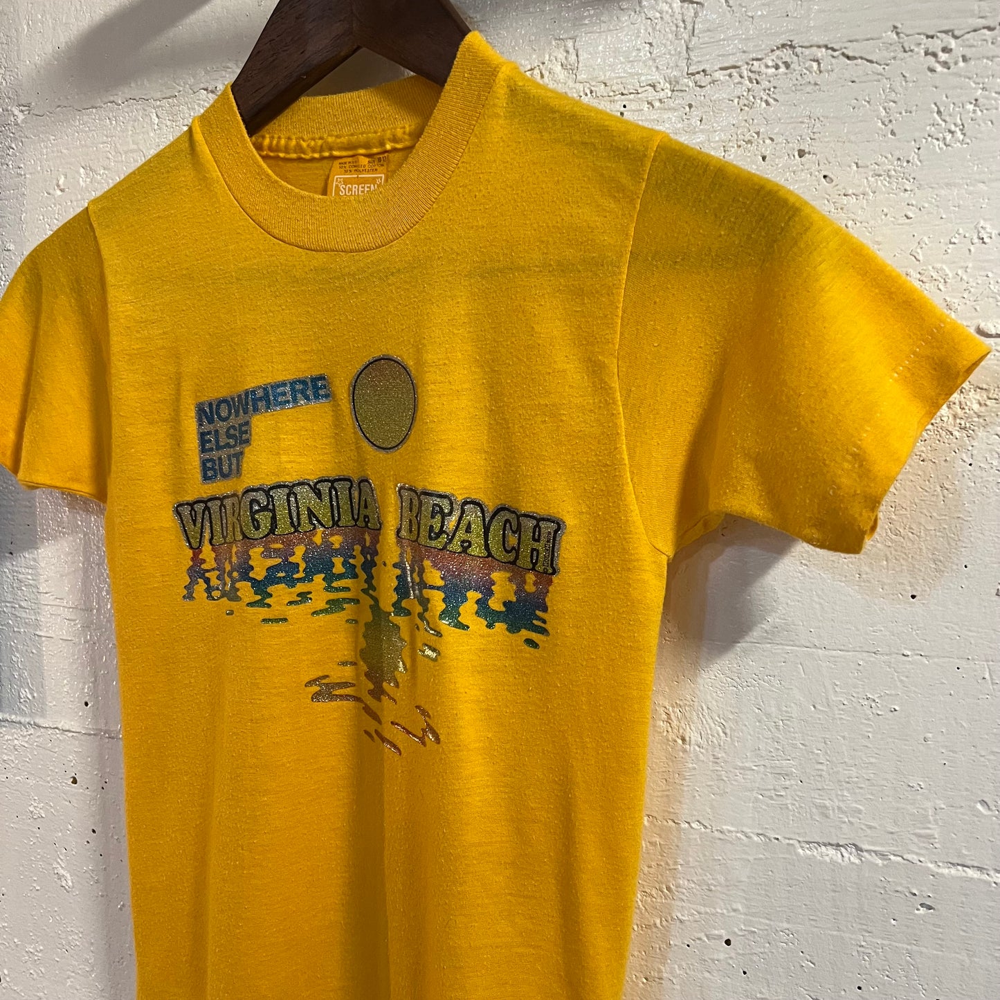 Vintage 80’s Screen Stars Virginia Beach Single Stitch Baby T-Shirt - Size Youth M/L - Made In USA - Yellow