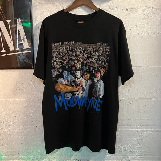 Vintage 2002 Mudvayne 'Can You Dig It' Blue Grape T-Shirt - Size Large - Black/Multi