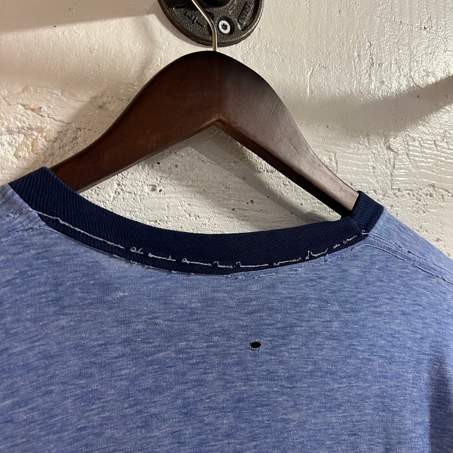 True Vintage 70's/80's U.S.S. Lockwood FF-1064 50/50 Blend Ringer T-Shirt - Size Medium - Made In USA - Heather Blue