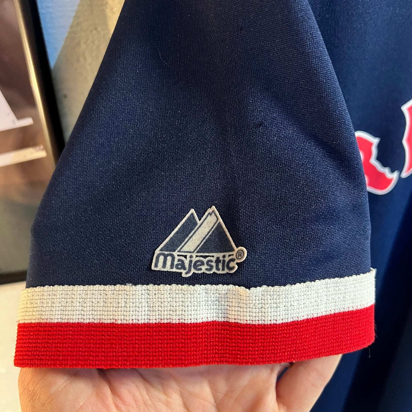 Vintage Majestic Red Sox Little League Baseball Jersey - Size Small - Navy/Red/White