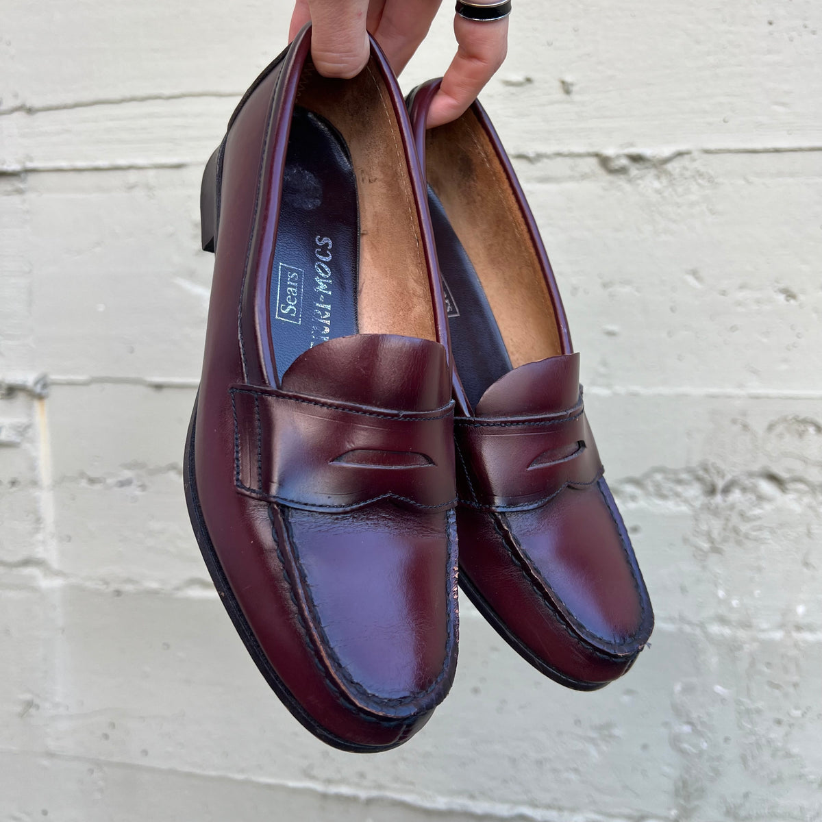 True Vintage 1960's Sears Merri-Mocs Oxblood Leather Loafers - Size 5.5B (Standard) - Made In USA - Style 16400