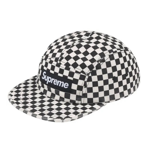 *New* Supreme 'Checkerboard' Washed Chino Twill Camp Cap (FW26) - O/S - Black/White