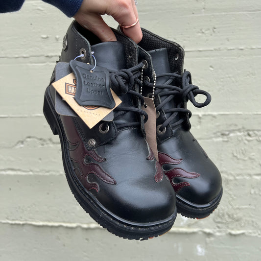 Vintage 90's Harley Davidson Women's Blaze Leather Chukka Boot - Size 6.5W/5M - Genuine Leather - Deadstock