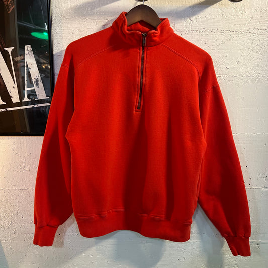 Vintage Russell Athletic 1/4 Zip Pullover Crewneck Sweatshirt - Size Medium - Made In USA - Red