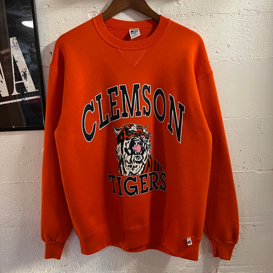 Vintage 90’s Russell Athletic Clemson Tigers Crewneck Sweatshirt - Size XL - Made In USA - Orange/Navy/White