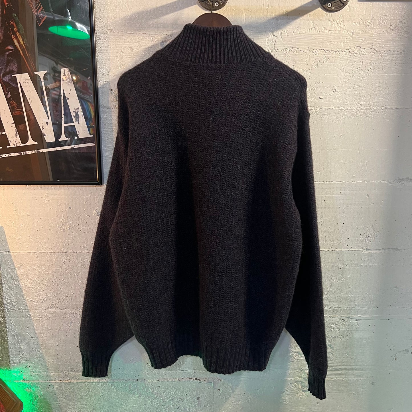 Vintage L.L.Bean 100% Marled Wool Zip-Up Knitted Sweater - Size Large - Made In USA - Blue/Purple/Multi