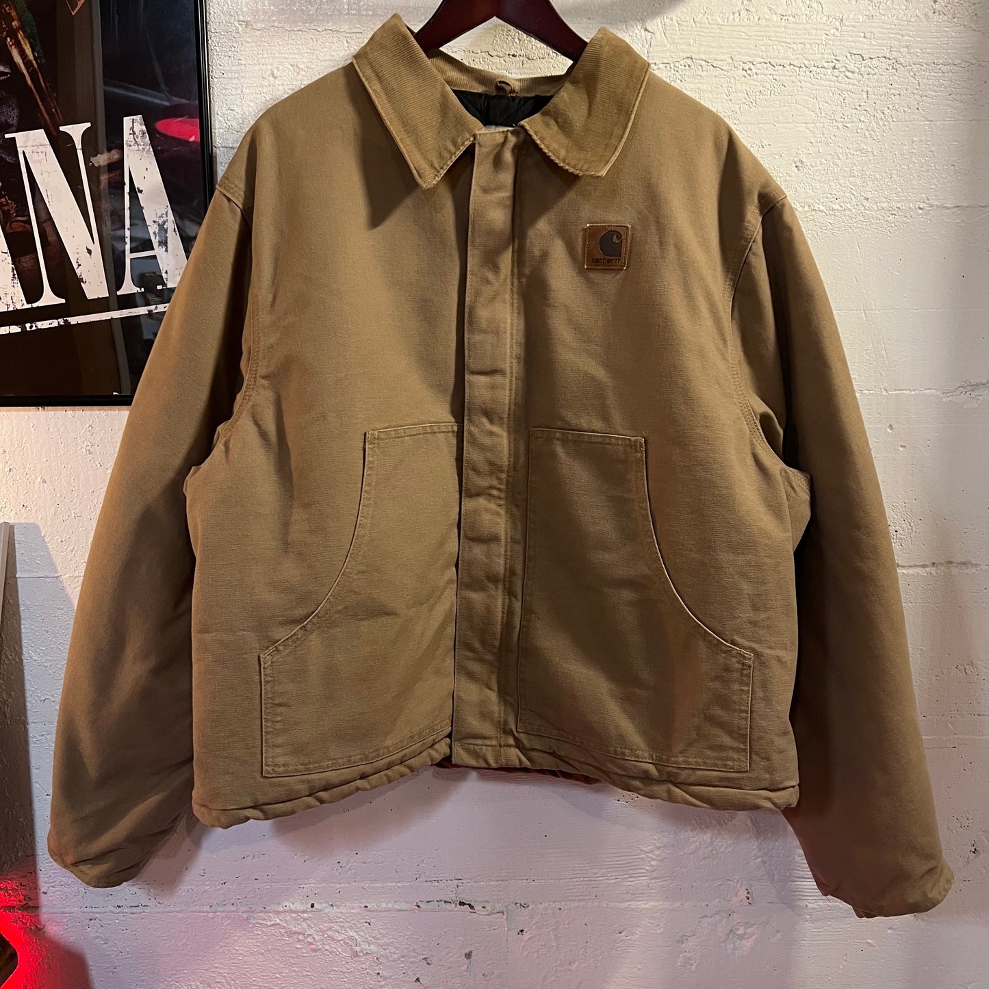 Vintage Carhartt Arctic Detroit Quilt Lined Jacket - Size L/XL - J22 SDL - Beige - Made In USA