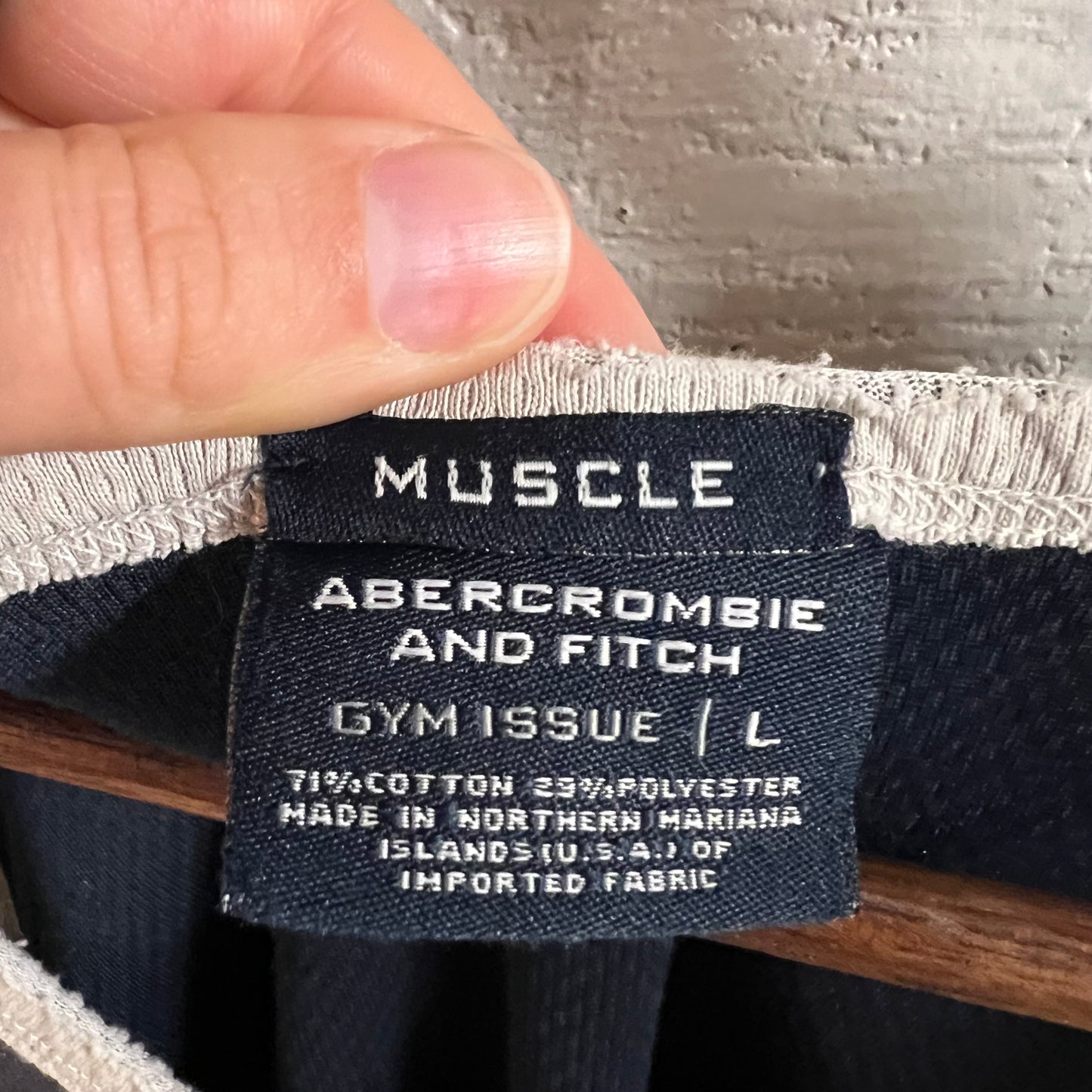 Vintage 90’s Abercrombie And Fitch Gym Issue Muscle Mesh Tank Top - Size Large - Made In USA - Navy/White