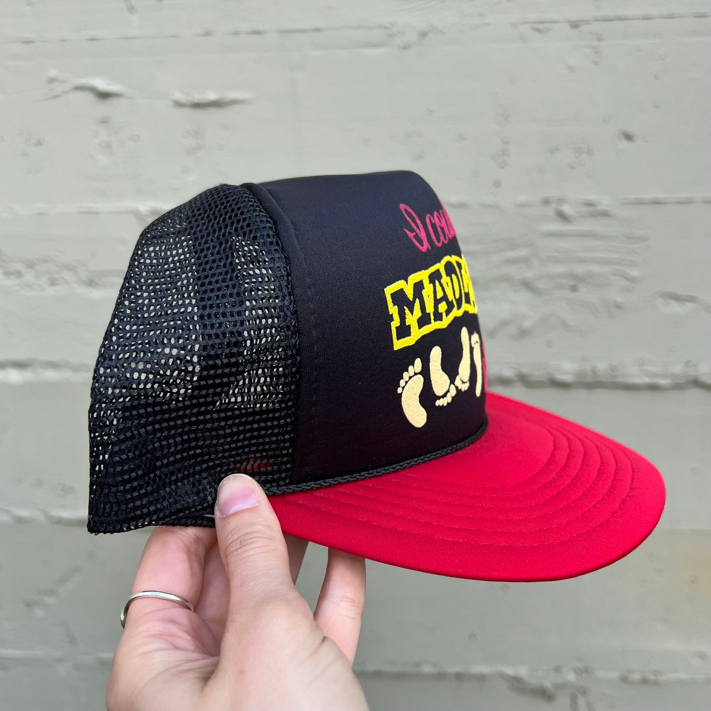 Vintage 1970's Funny Madly In Bed Trucker Hat OS