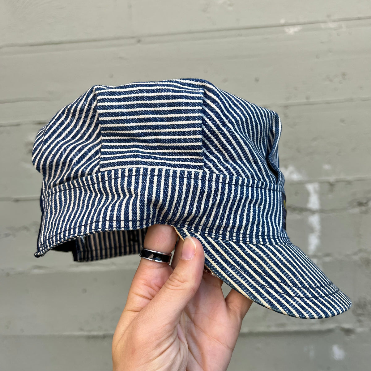 True Vintage 1970's Osh Kosh B'Gosh Hickory Stripe Railroad Engineer Adjustable Cap - O/S - Made In USA