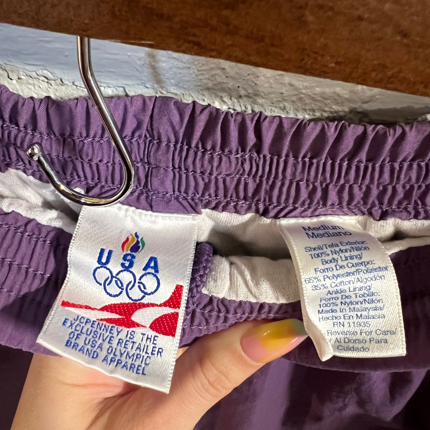 Vintage 90's JCPenney U.S. Olympics Embroidered Fleece Lined Track Pants - Size Medium - Aubergine