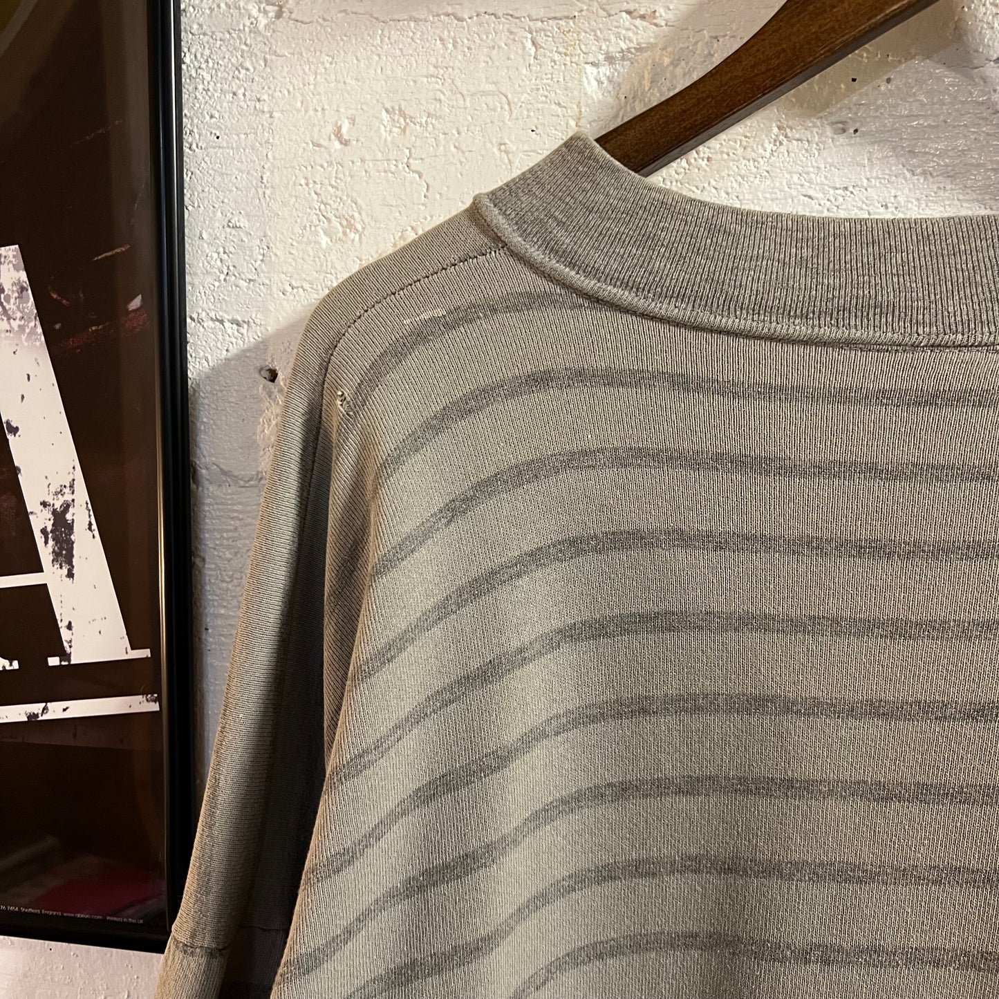 Vintage Distressed Disney Donald Duck Striped Mock Neck Crewneck Sweatshirt - Size XL/XXL - Made In USA - Grey/Multi