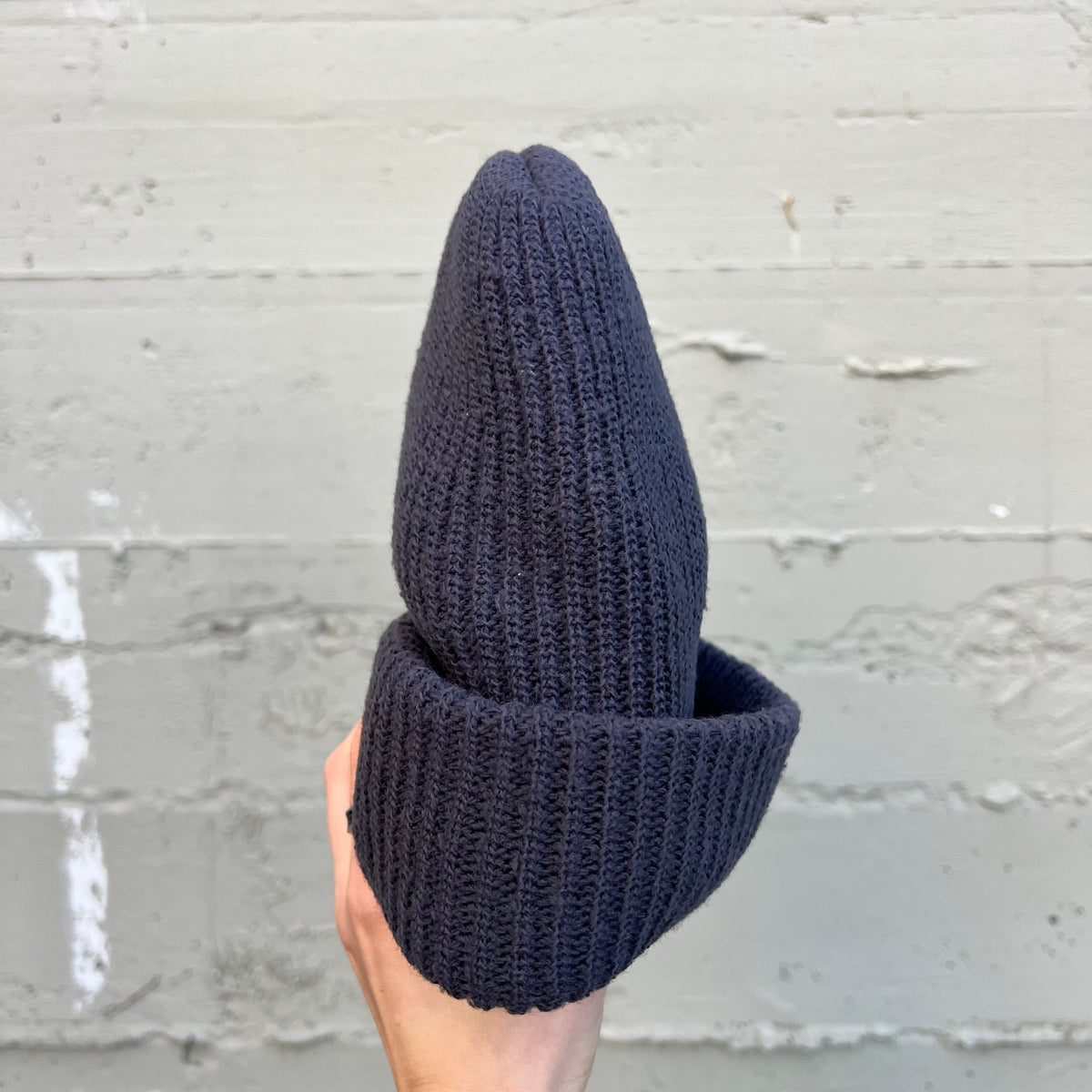 Vintage Ribbed Knitted Cuffed Beanie - O/S - Dark Grey