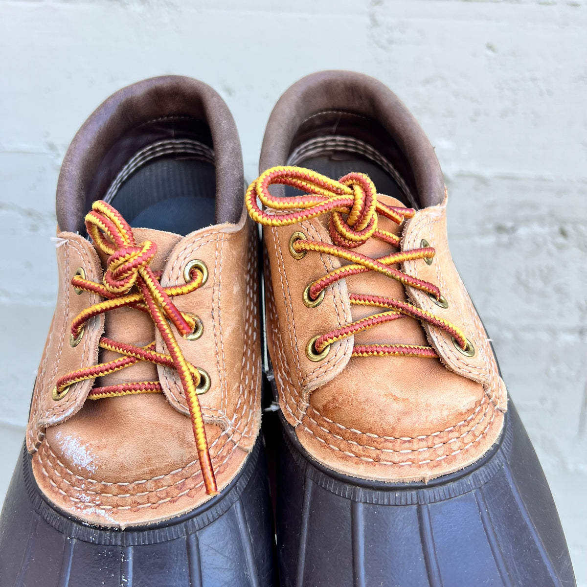Vintage L.L. Bean 3-Eye Lace Up Moc Bean Boot - Size 9(W) - Made In Maine, USA - Light Brown/Tan