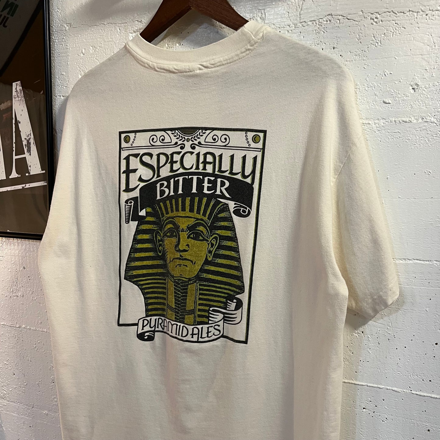 Vintage 90’s Special Bitter Pyramid Ales Single Stitch T-Shirt - Size Large - Made In USA - White/Black/Gold