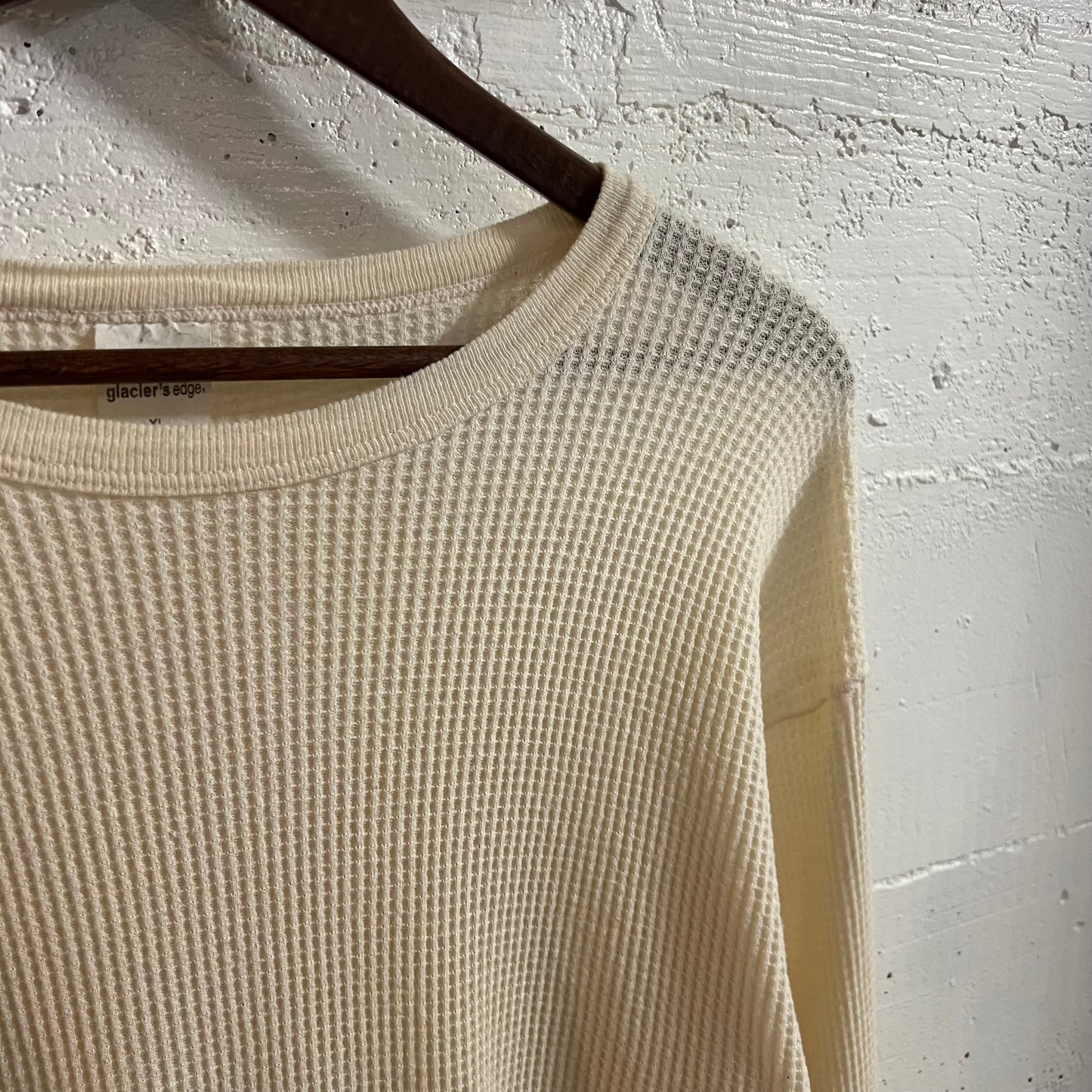 Vintage 90’s Glaciers Edge Waffle Knit Long Sleeve Thermal Shirt - Size XL - Antique White