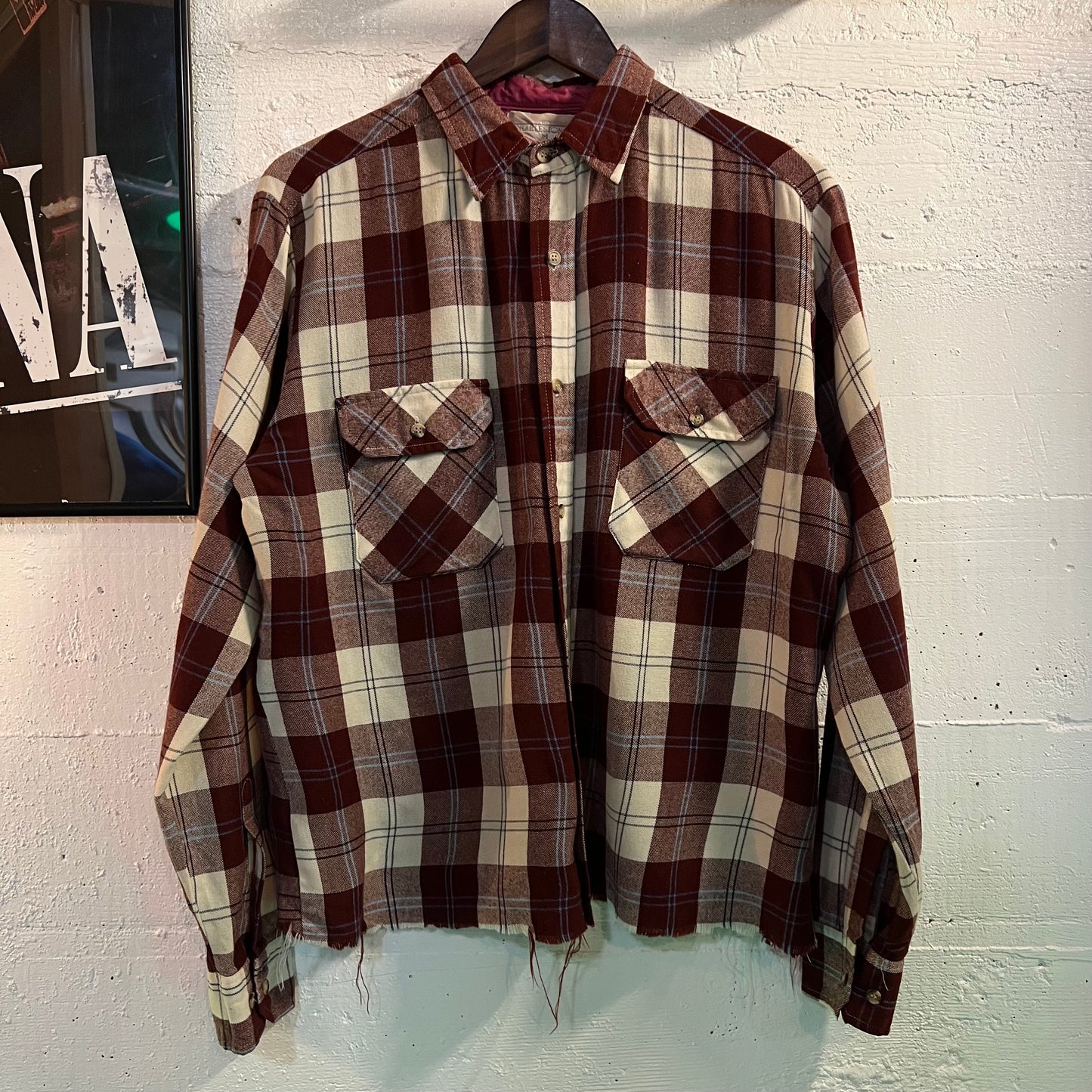 Vintage Charleston Bay Cropped Plaid Flannel - Size Medium - Red/Blue/White