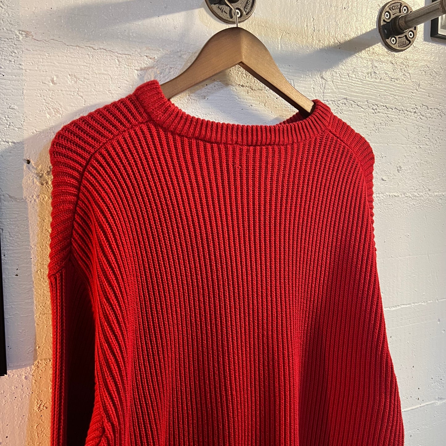 Vintage Embroidered Timberland Rib Knitted Sweater - Size Large - Red