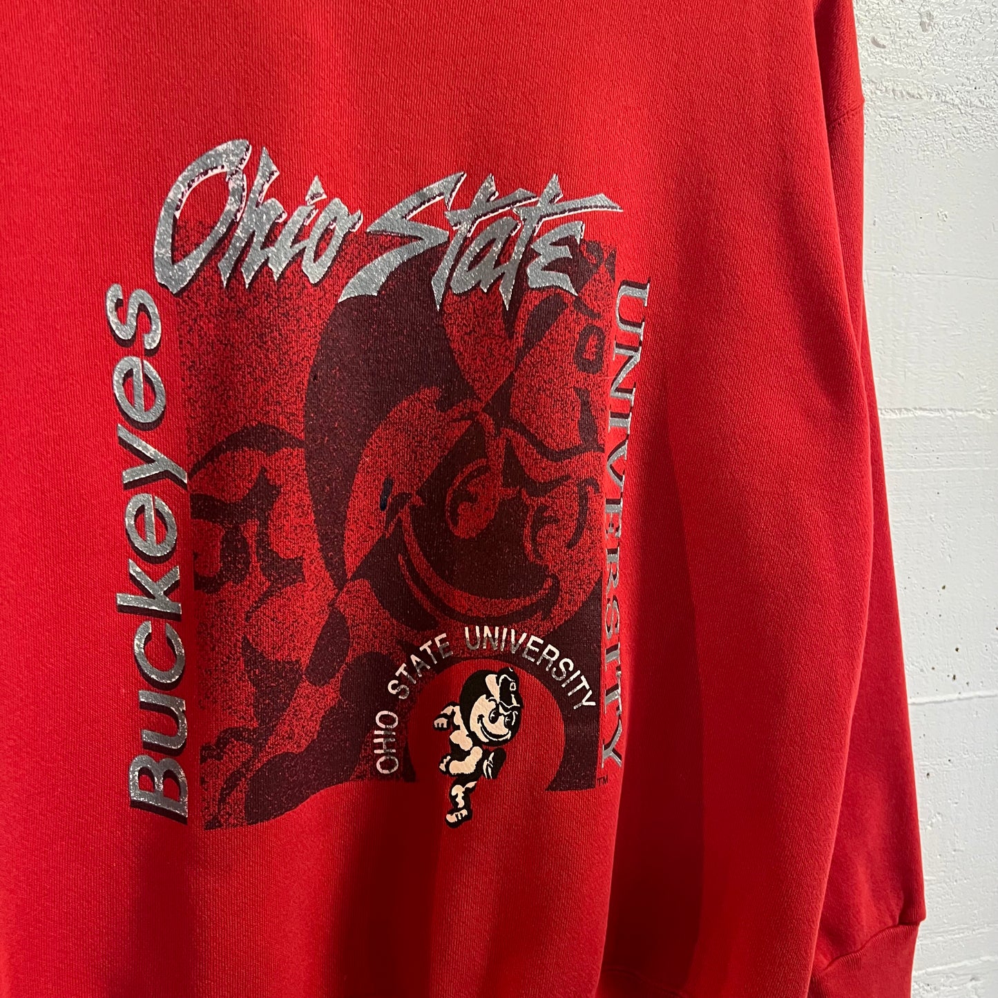 Vintage 90's Ohio State University Buckeyes Discus Athletic Crewneck Sweatshirt - Size Large - Made In USA - Red