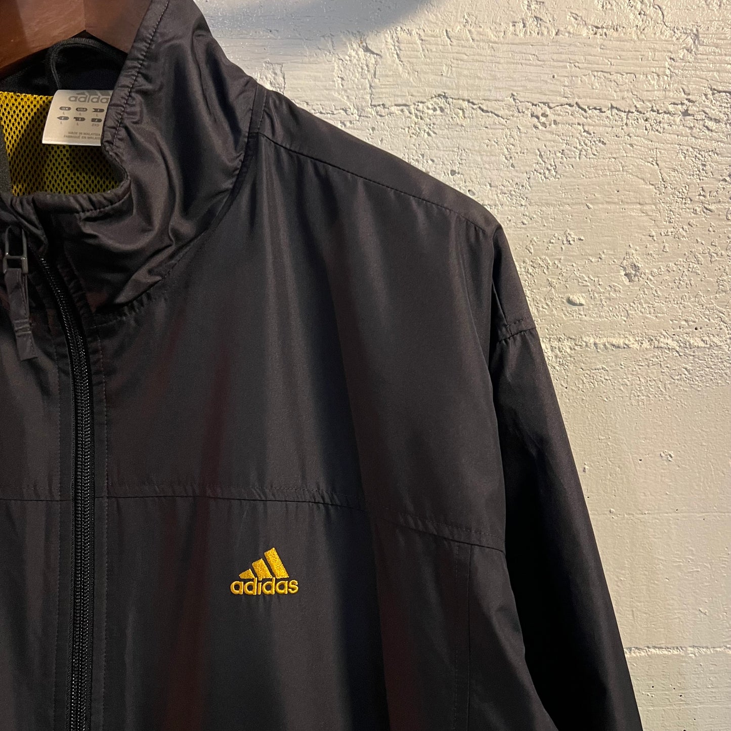 Vintage 2003 Adidas Embroidered Full Zip Windbreaker Jacket - Size Large - Navy/Yellow