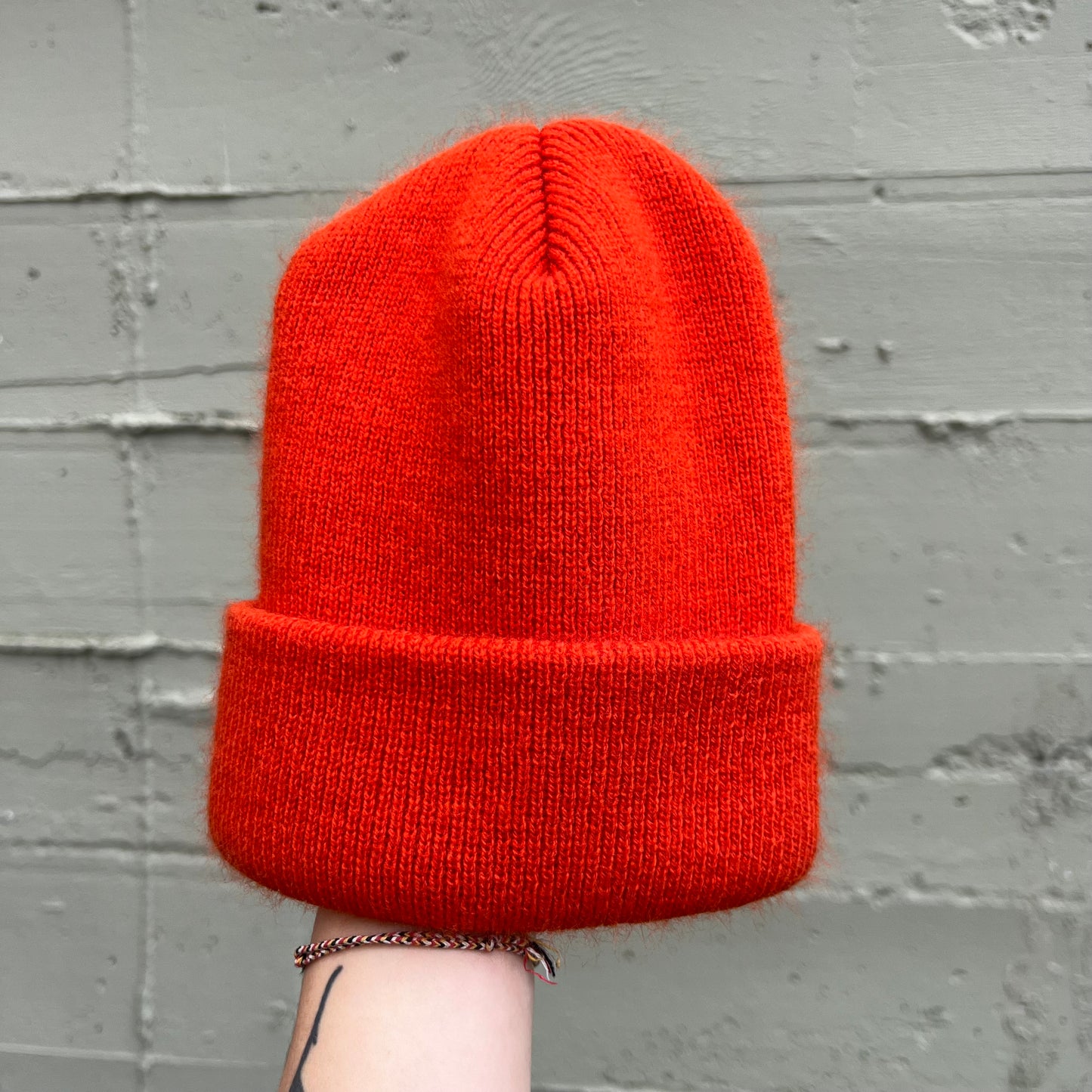Vintage Blaze Orange Watch Cap Beanie - O/S - Made In USA - Blaze Orange