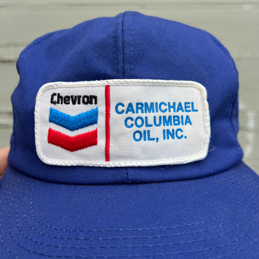 Vintage 80's/90's K-Brand/K-Products Chevron Carmichael Columbia Oil Inc. Snapback Hat - O/S - Made In USA - Blue