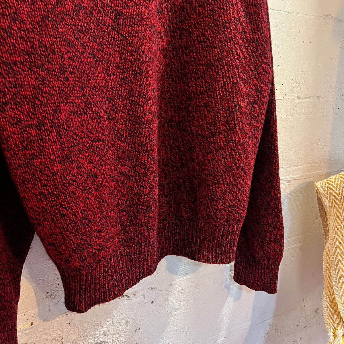 Vintage 80’s/90’s Lands’ End Heathered Wool Knitted Sweater - Size Large - Made In USA - Maroon/Black