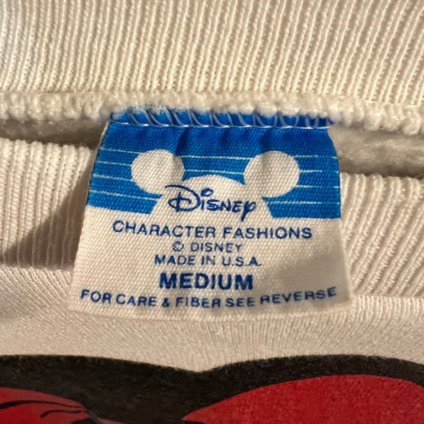 Vintage 80’s Disney Large Print Minnie Mouse Crewneck Sweatshirt - Size Medium - Made In USA - White/Black/Red