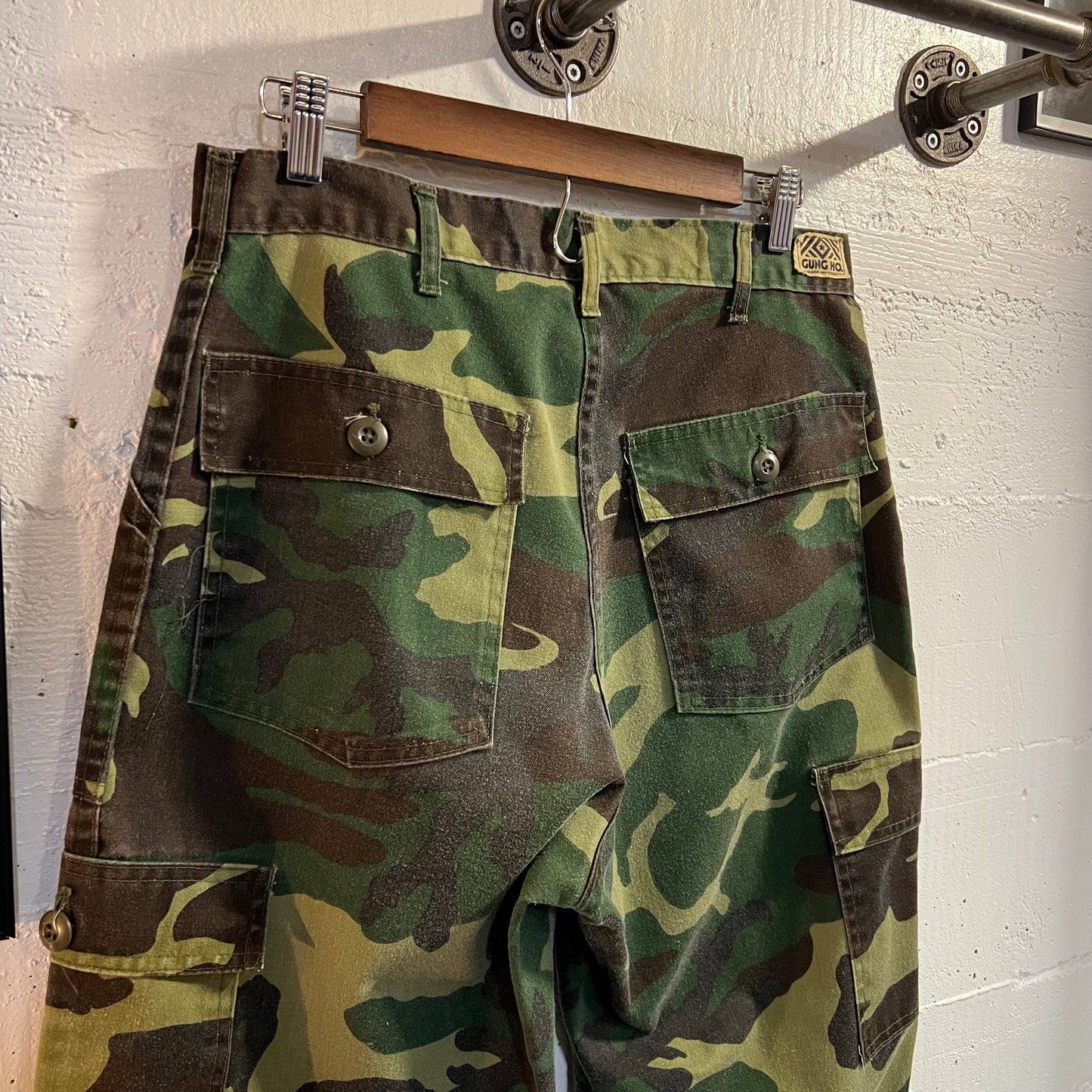 Vintage Burk Gung Ho Woodland Camo Fatigue Field Pants - Size 32" - Made In USA