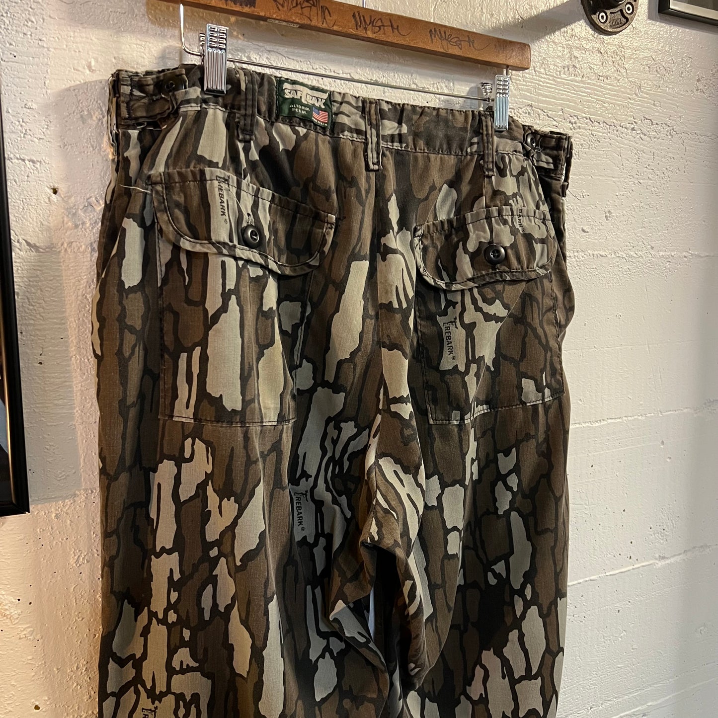 Vintage Saf-T-Back Trebark Camo Pants - Size 34" - Made In USA - Camouflage
