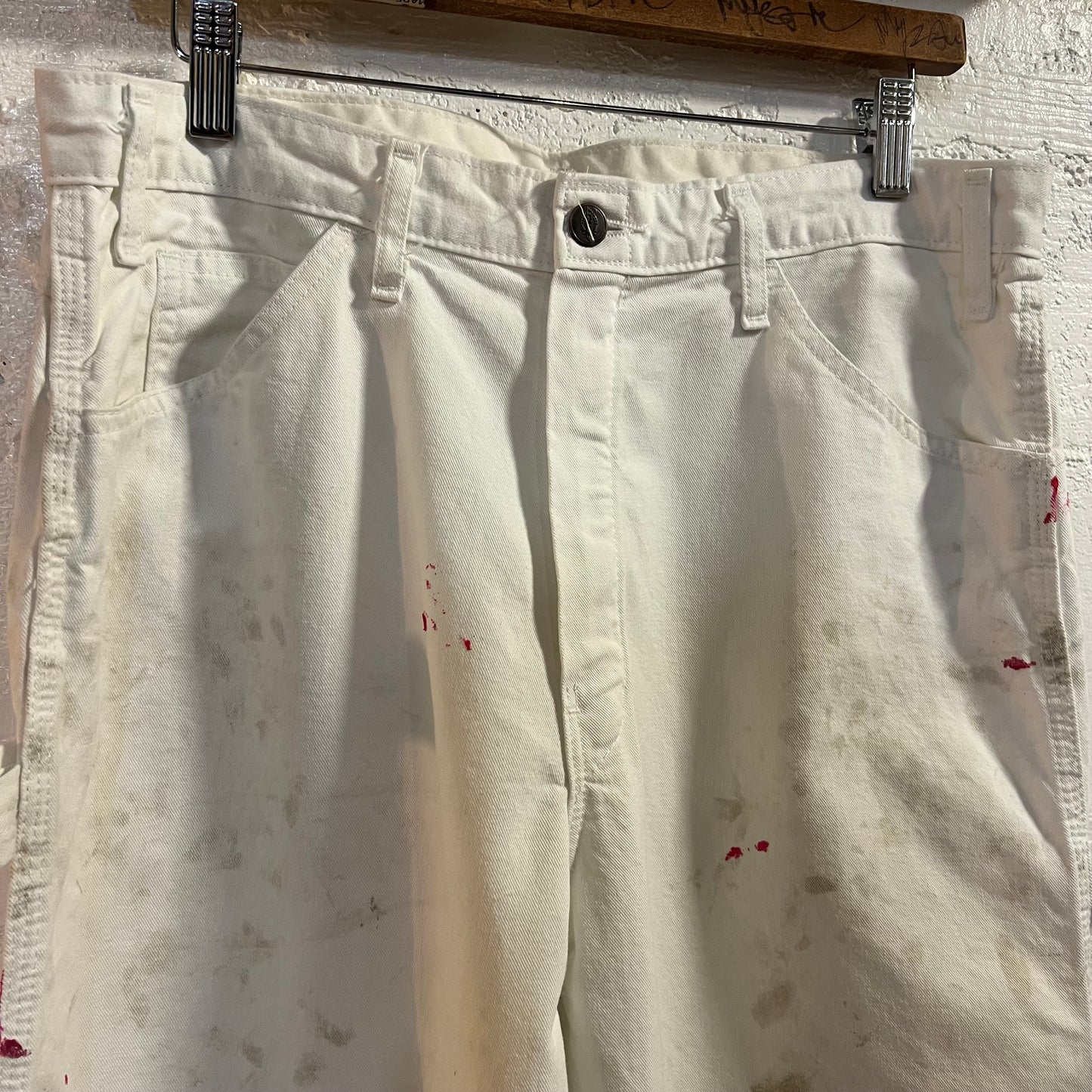 Dickies Distressed Relaxed Fit Utility Painter's Pants - Size 33" x 34" - White - 100% Cotton