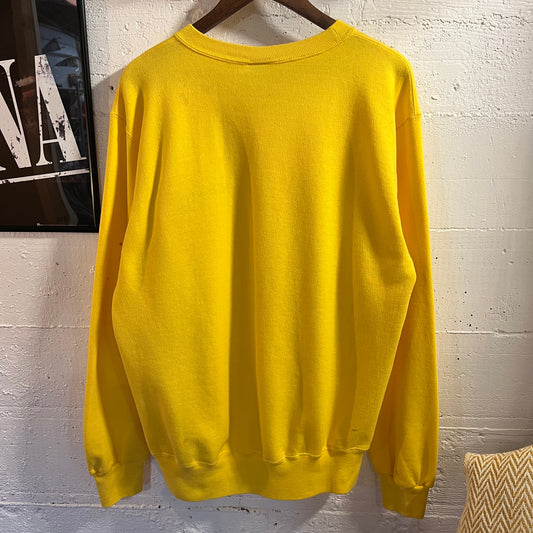 Vintage 80’s Embroidered Champion Crewneck Sweatshirt - Size Large - Made In USA - Yellow